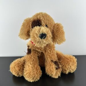 Mary Meyer Rare Brown Tan Puppy Dog Red Collar 12” #10361 Eye Patch Plush HTF